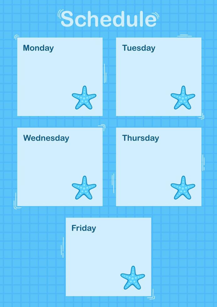 Daily and weekly planner with Starfish vector