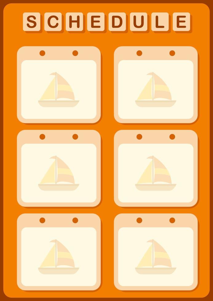 Daily and weekly planner with Sailboat vector