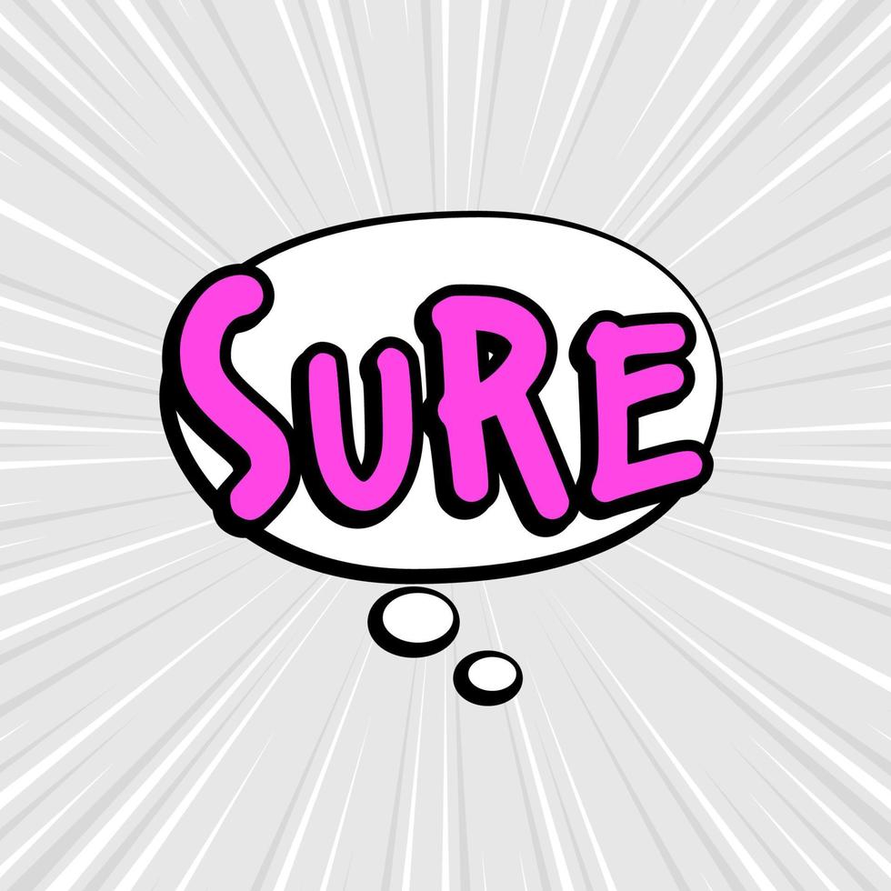 Comic speech bubbles isolated with text SURE vector