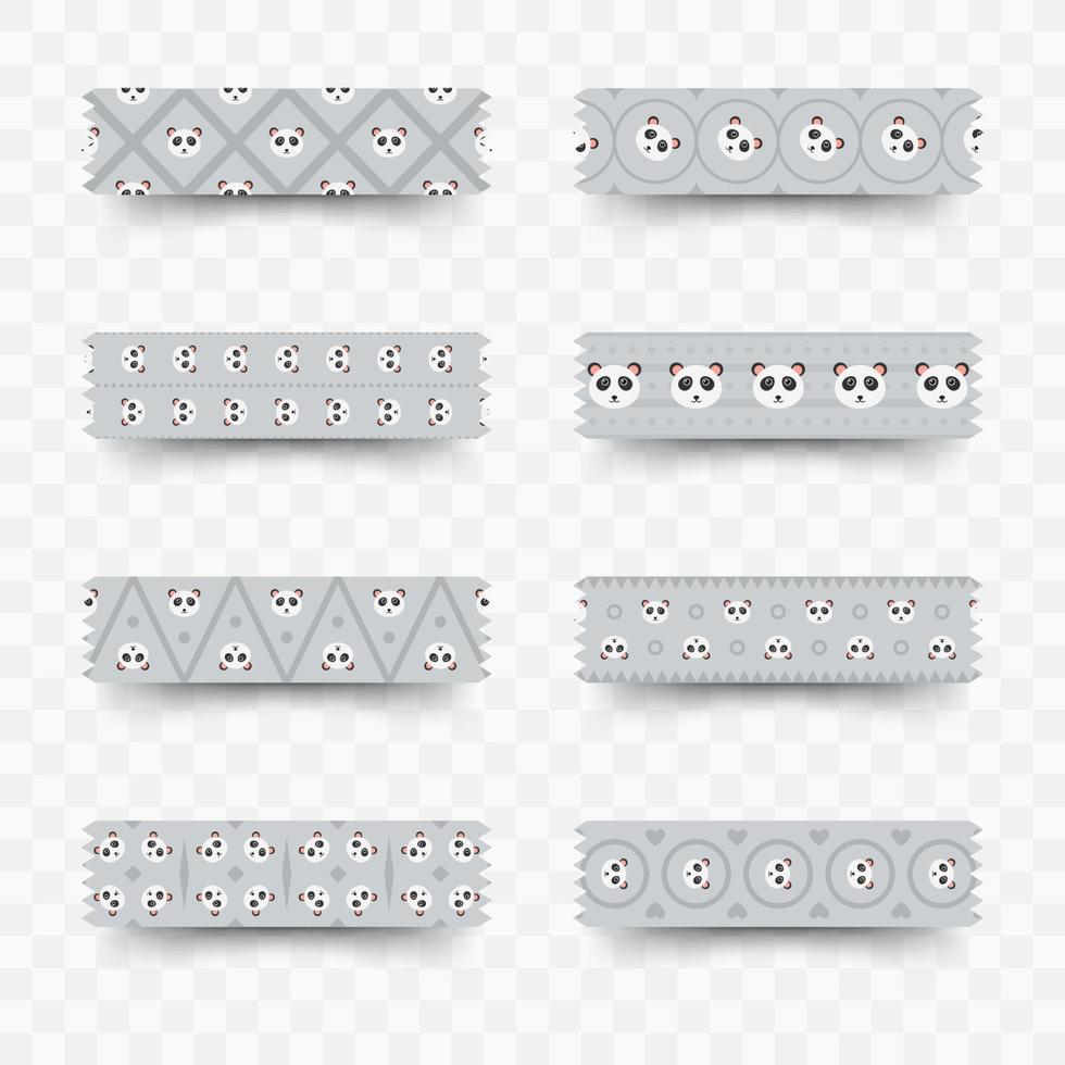 Set of Panda washi tape vector