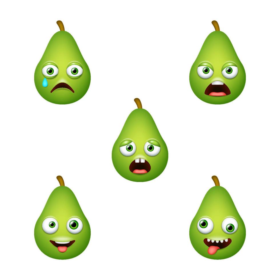 Emoticon of cute Avocado. Isolated vector set