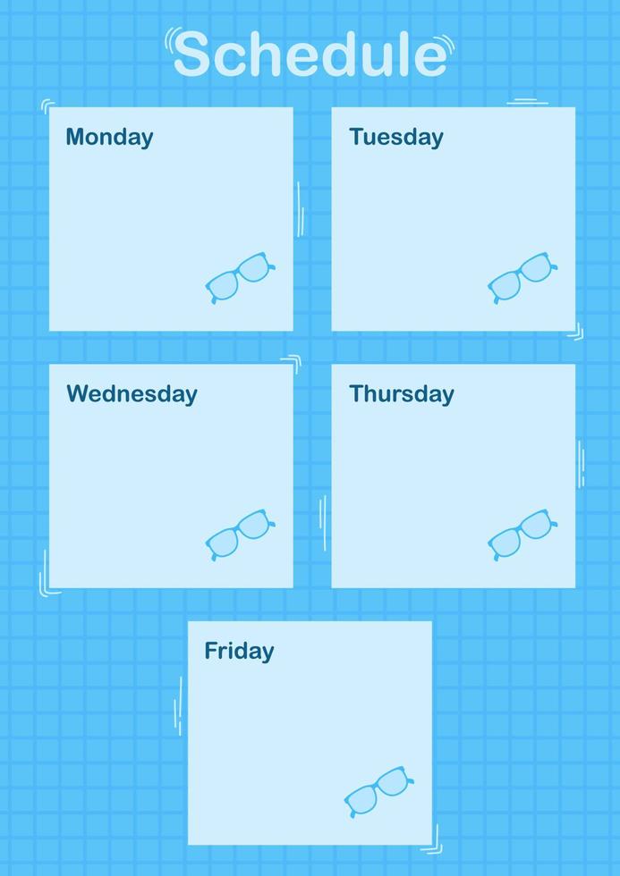 Daily and weekly planner with Glasses vector