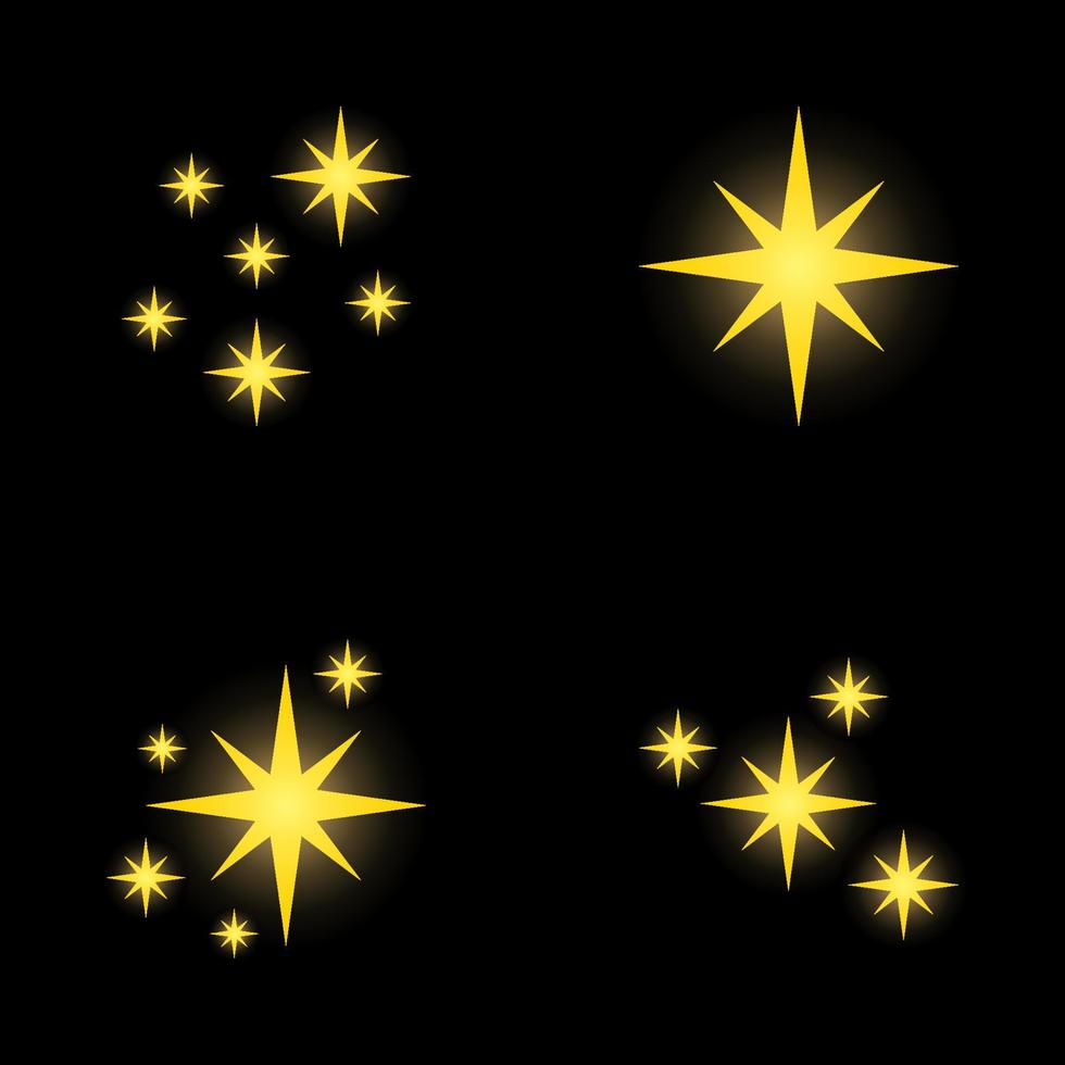 conjunto de estrellas brilla, diseño plano vector