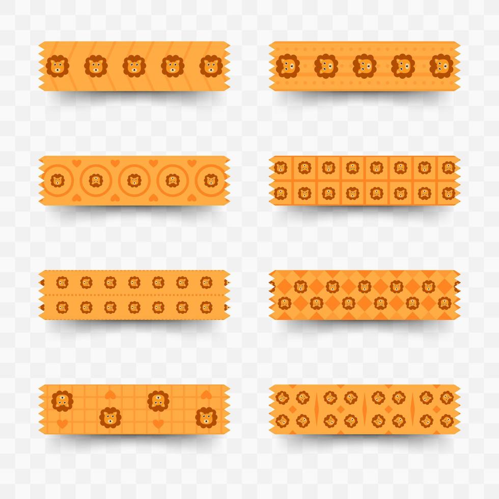 Set of Lion washi tape vector