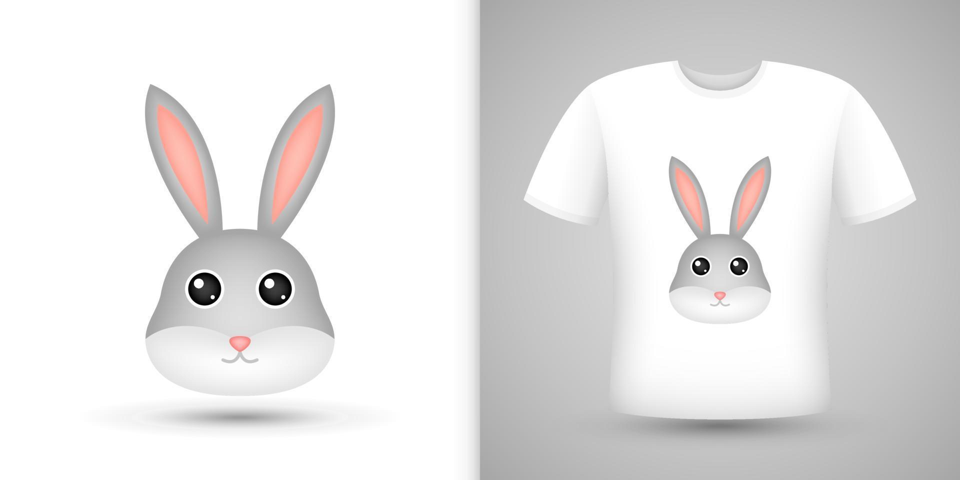 Rabbit head on white shirt vector