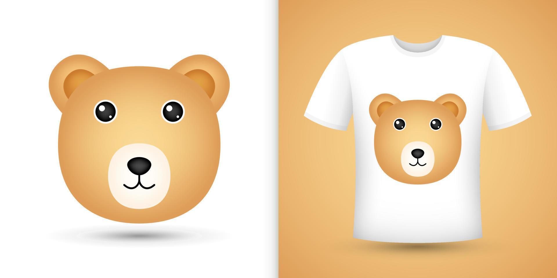 Bear head on white shirt vector