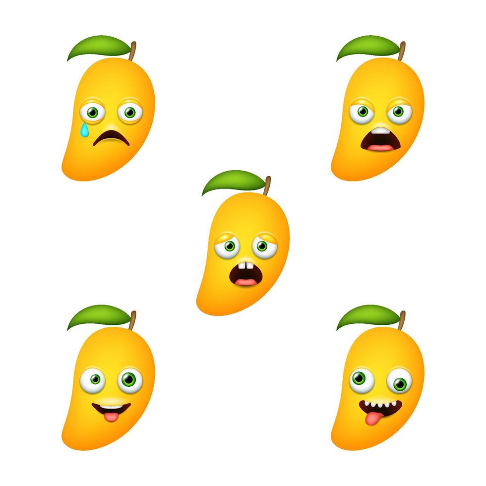 Emoticon of cute Mango. Isolated vector set