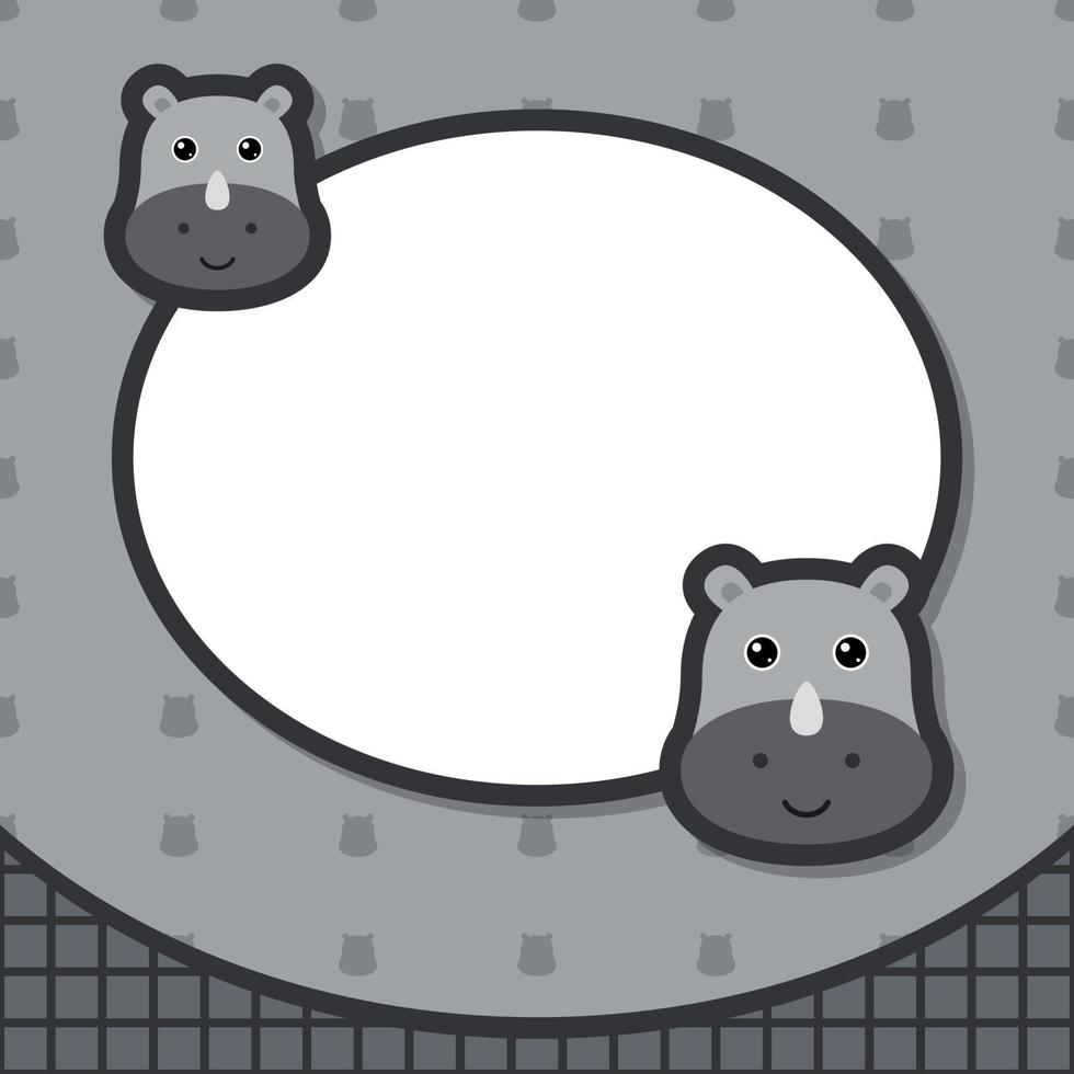 Greeting card template with Rhinoceros vector