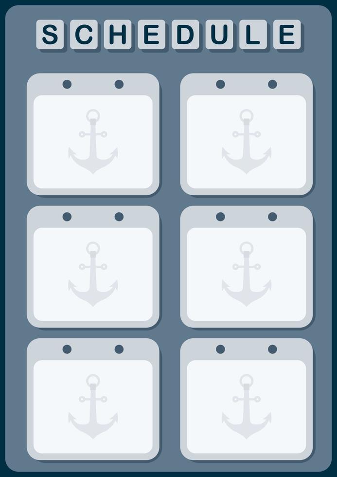 Daily and weekly planner with Anchor vector