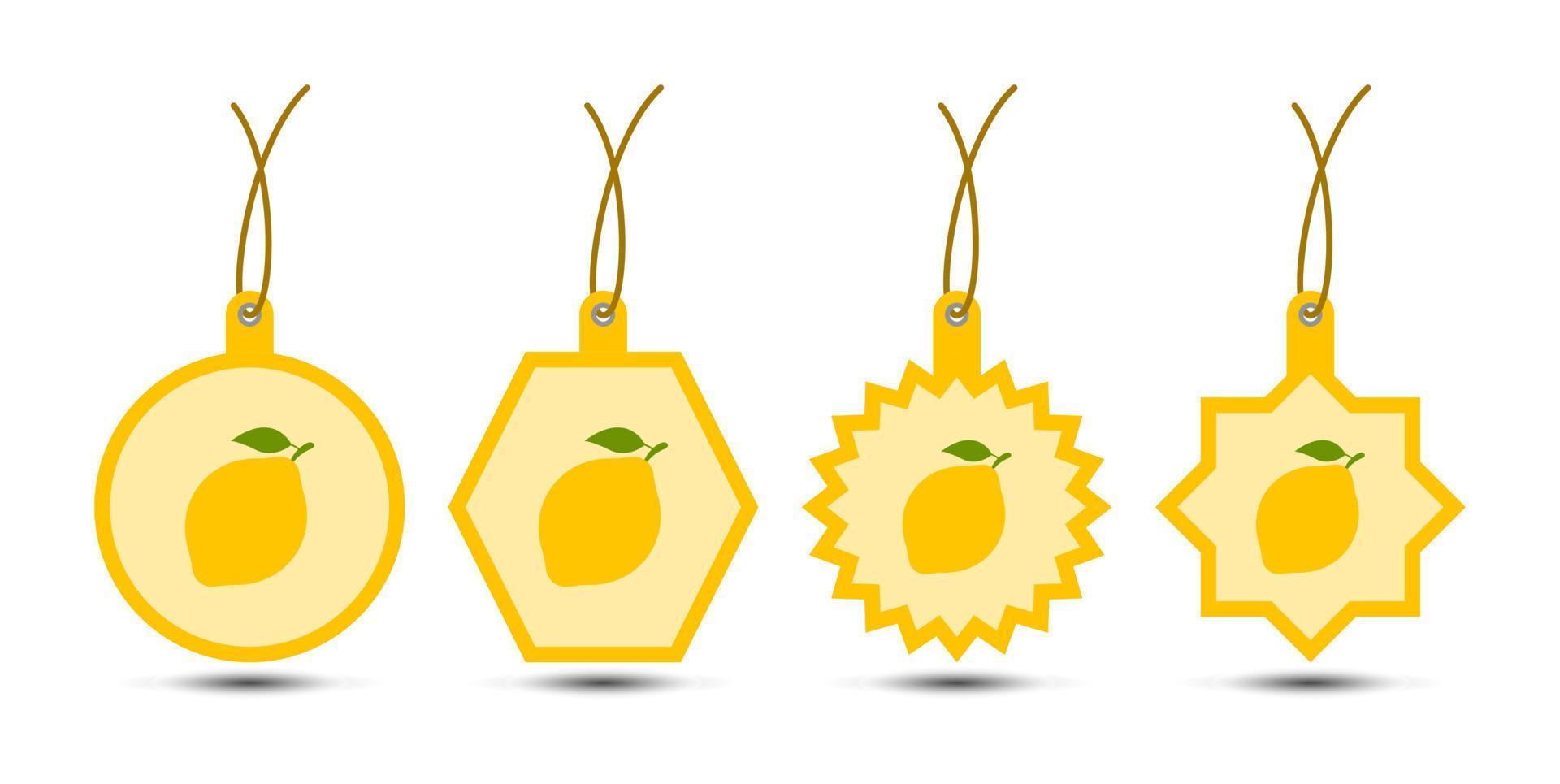 Set of Lemon tags with cord vector