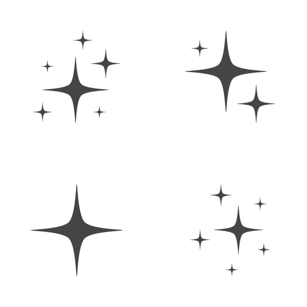 Set of stars sparkles, flat design vector