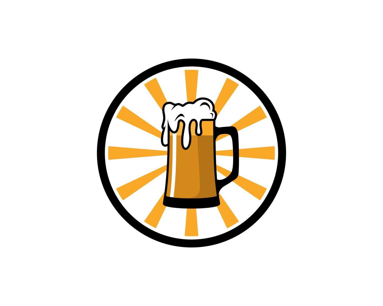 Beer glass inside the circle logo vector