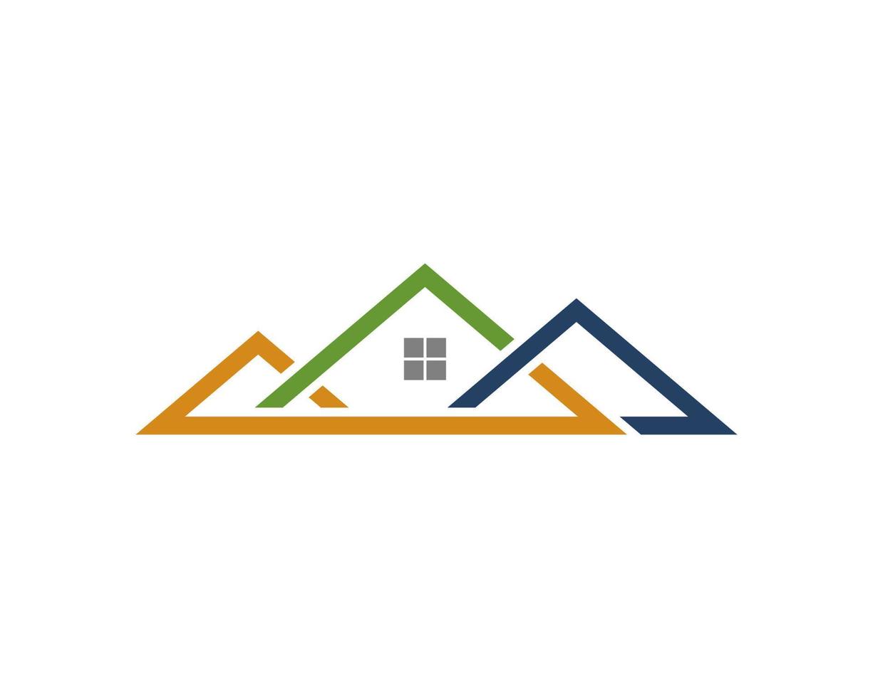 casa de techo con logo en forma de línea de montaña vector