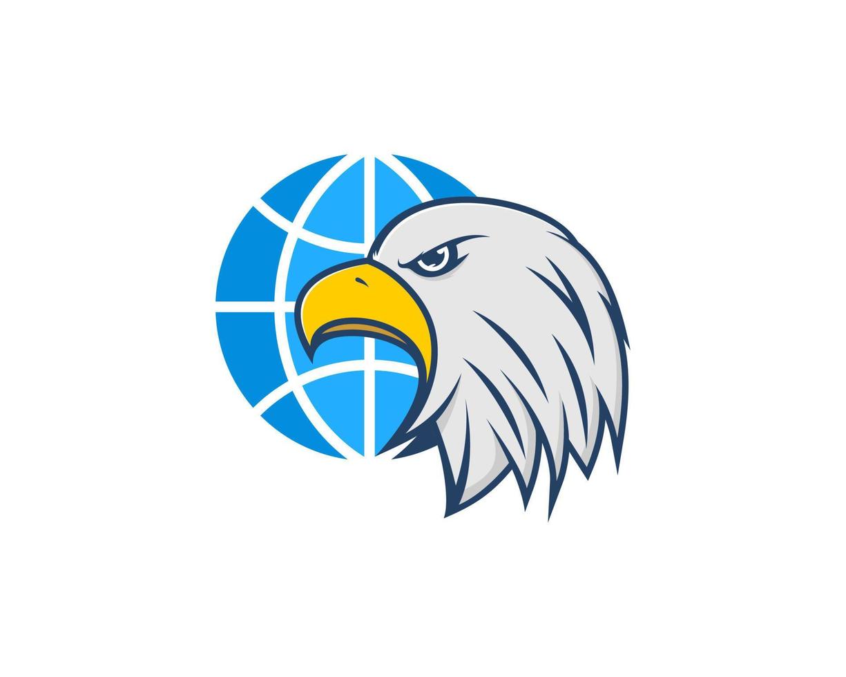 Eagle head with globe behind vector