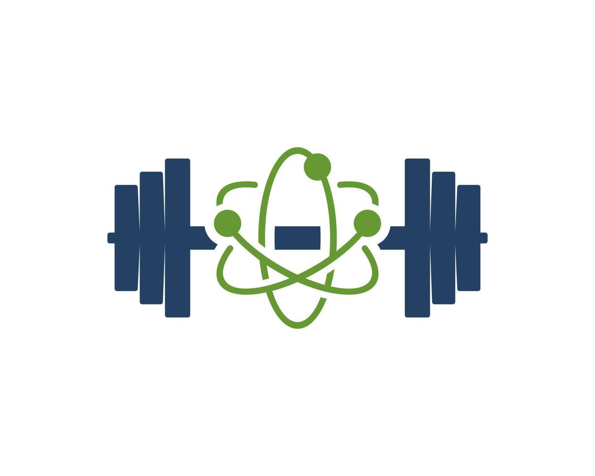 Gym barbell with atom symbol inside vector