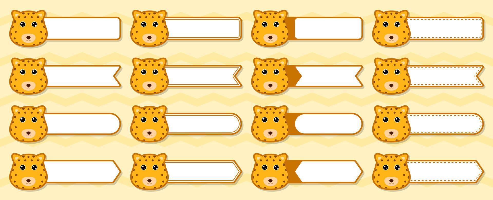 juego de pegatinas de notas con leopardo vector