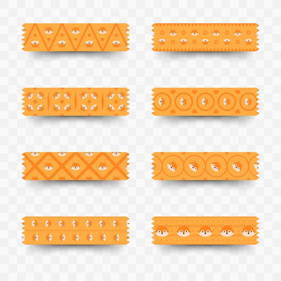 Set of Fox washi tape vector
