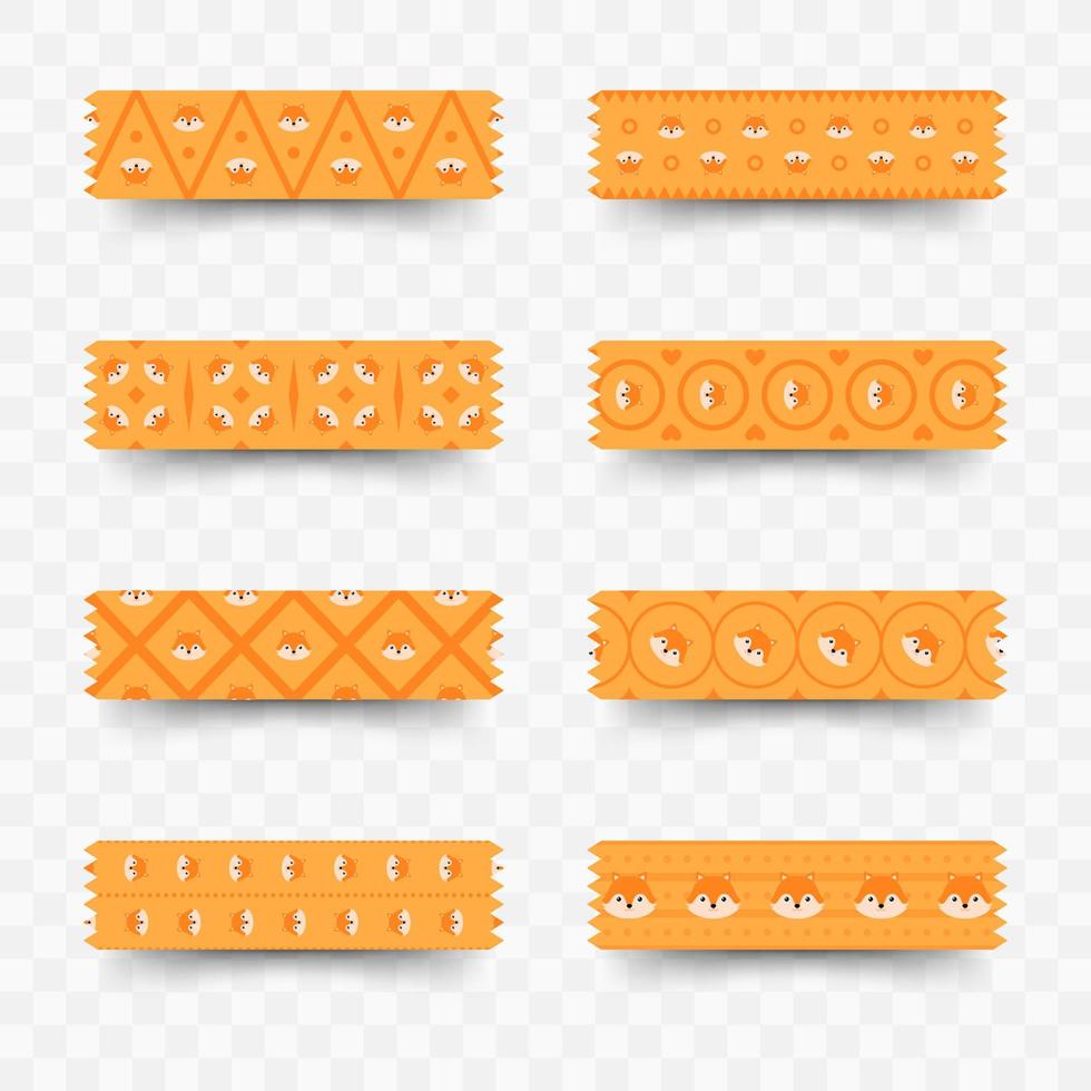 Set of Fox washi tape vector