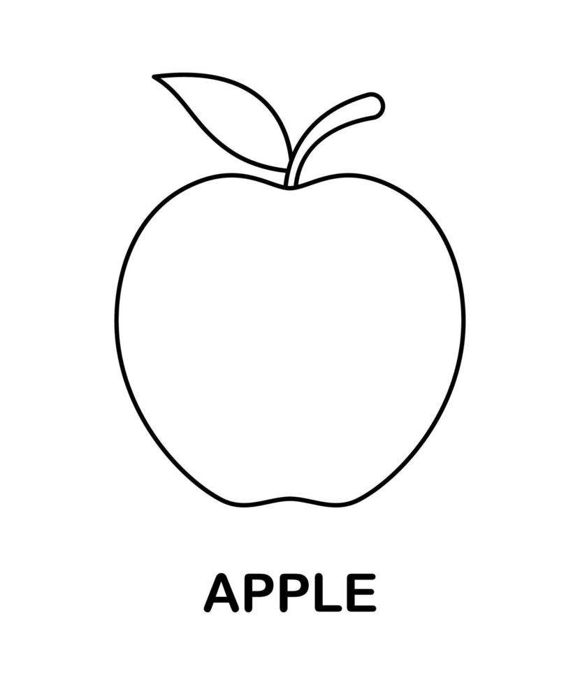 Coloring page with Apple for kids vector