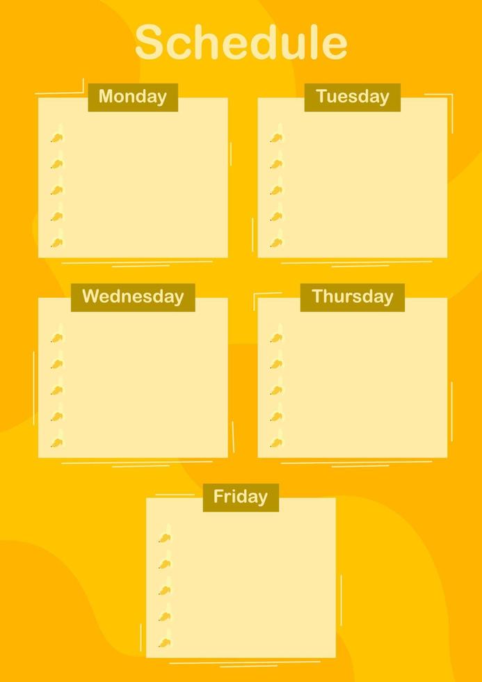 planificador diario y semanal con plátano vector