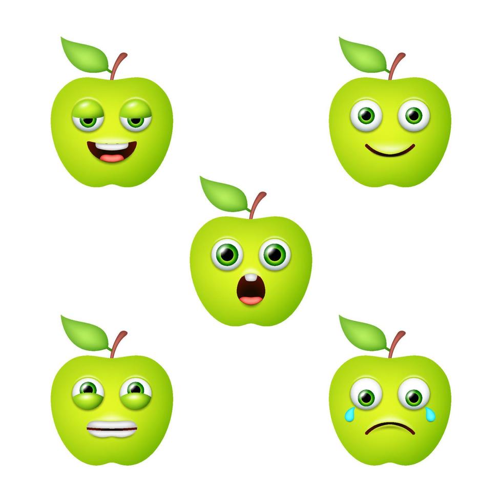 Emoticon of cute Apple. Isolated vector set