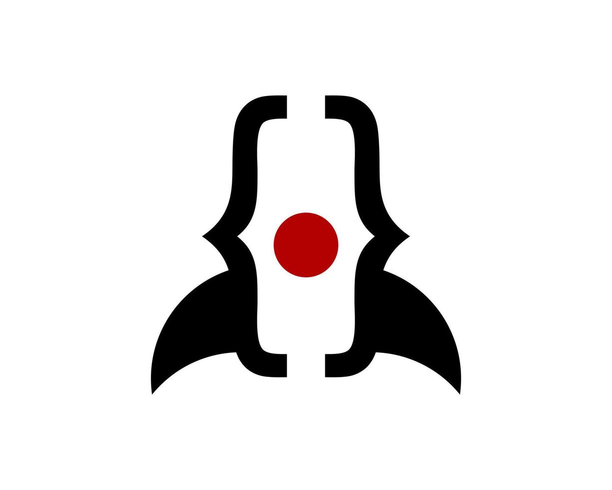 código de cohete con símbolo negro y rojo vector