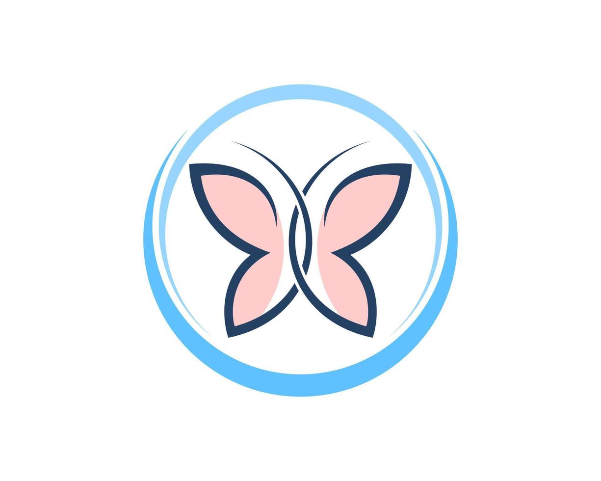 Abstract circular swoosh with butterfly inside vector