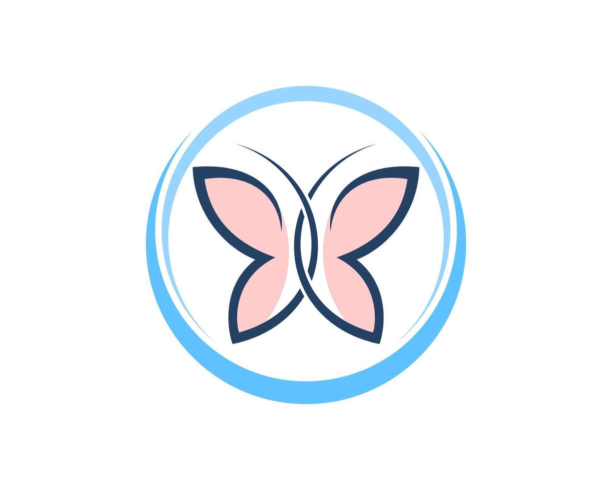 Abstract circular swoosh with butterfly inside vector