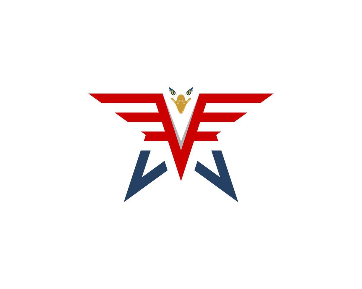 Flying eagle in the star line logo vector