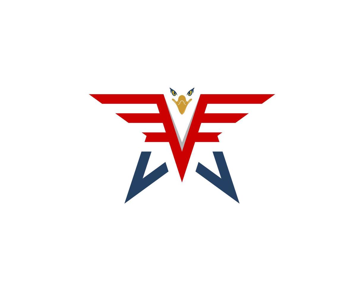 Flying eagle in the star line logo vector