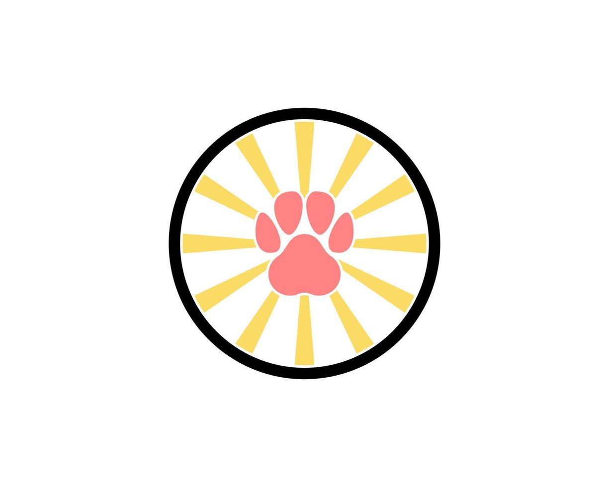 Pet paws inside the circle logo vector