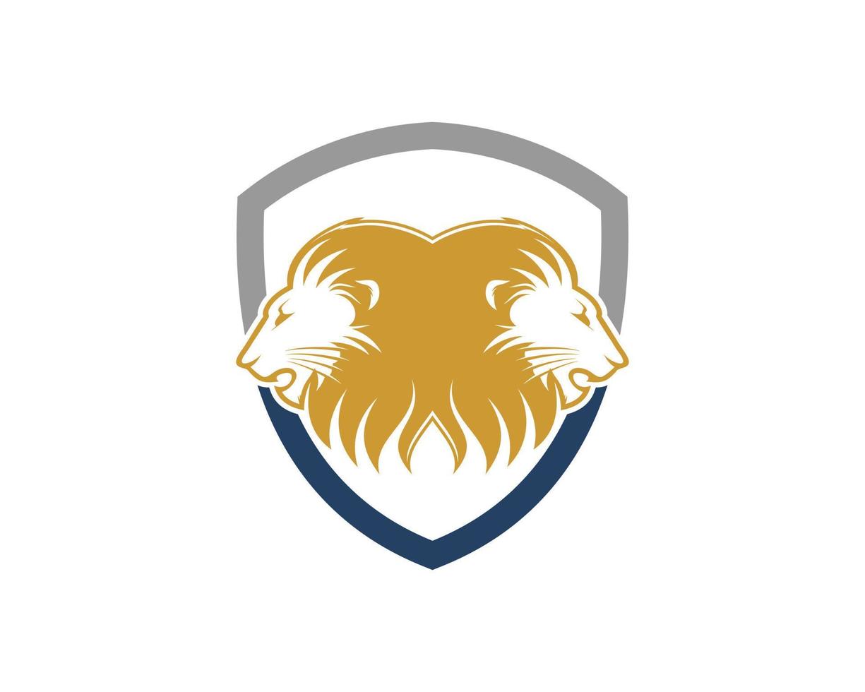 escudo simple con dos cabezas de león dentro vector