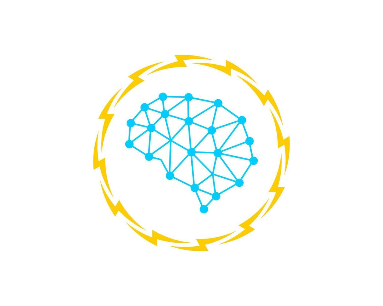 relámpago circular adentro con cerebro adentro vector