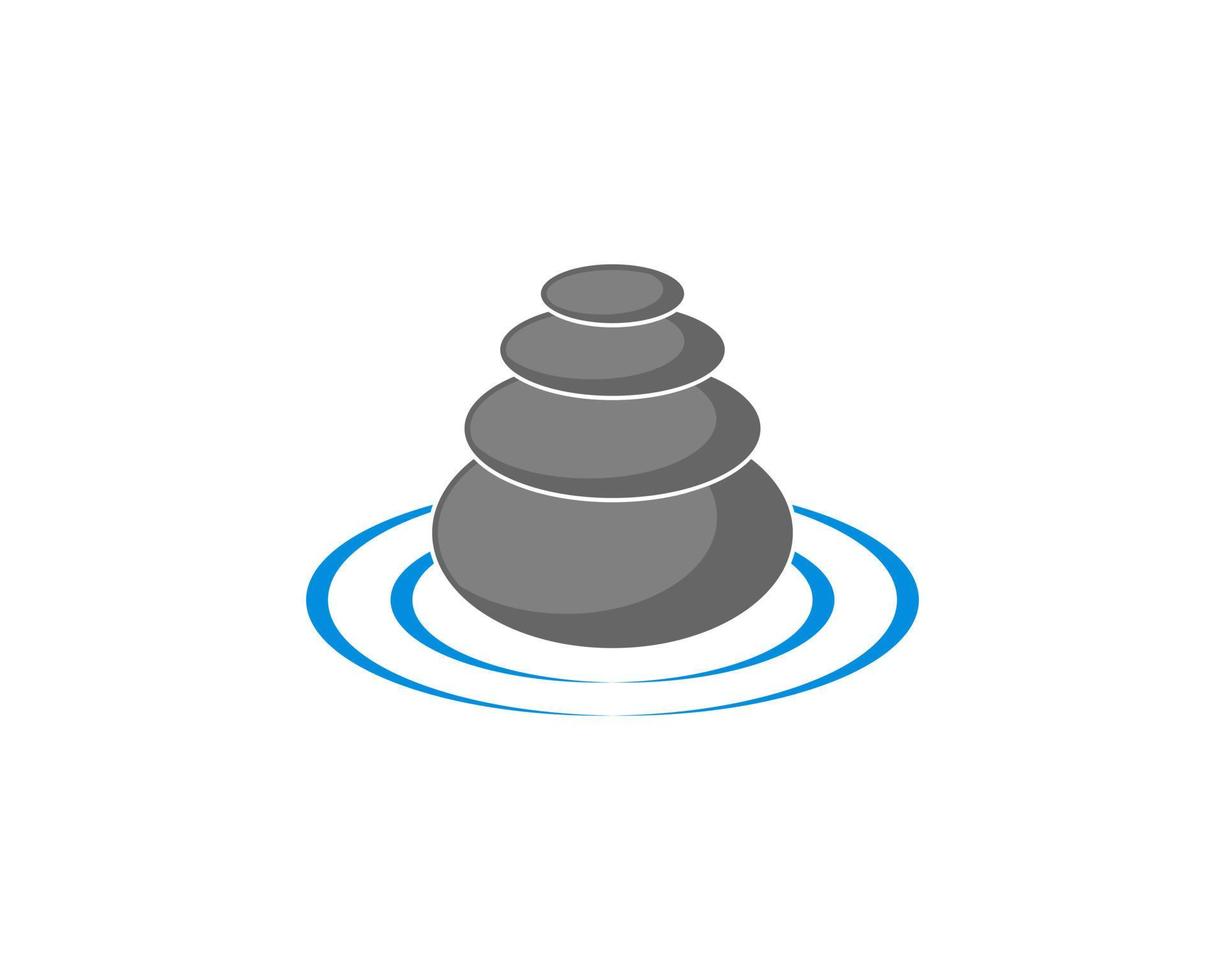 Stacks of stone balance on the water puddle vector