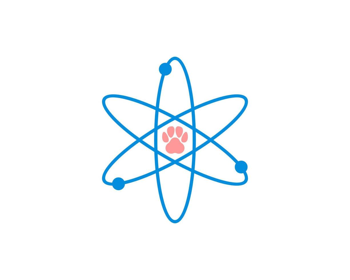 Pet paws inside the science symbol logo vector