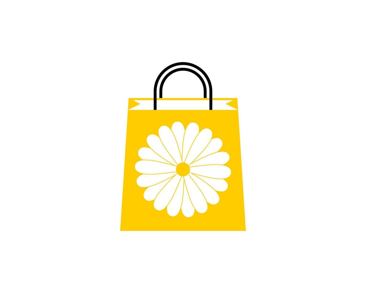 bolso de compras con silueta de flor dentro vector