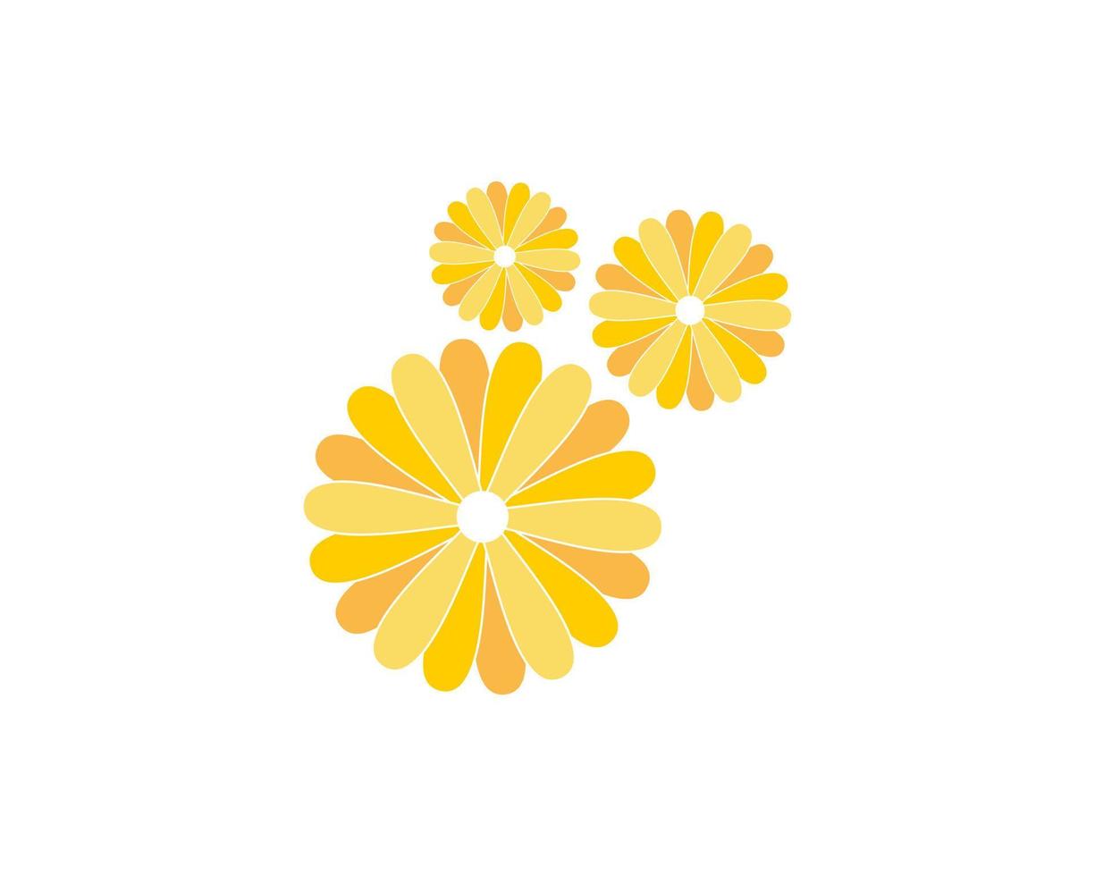 logotipo de ilustración de tres flores doradas vector