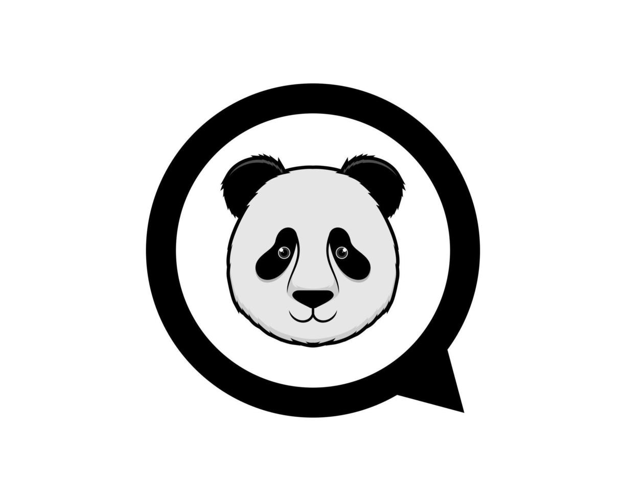 Simple bubble chat with panda head inside vector