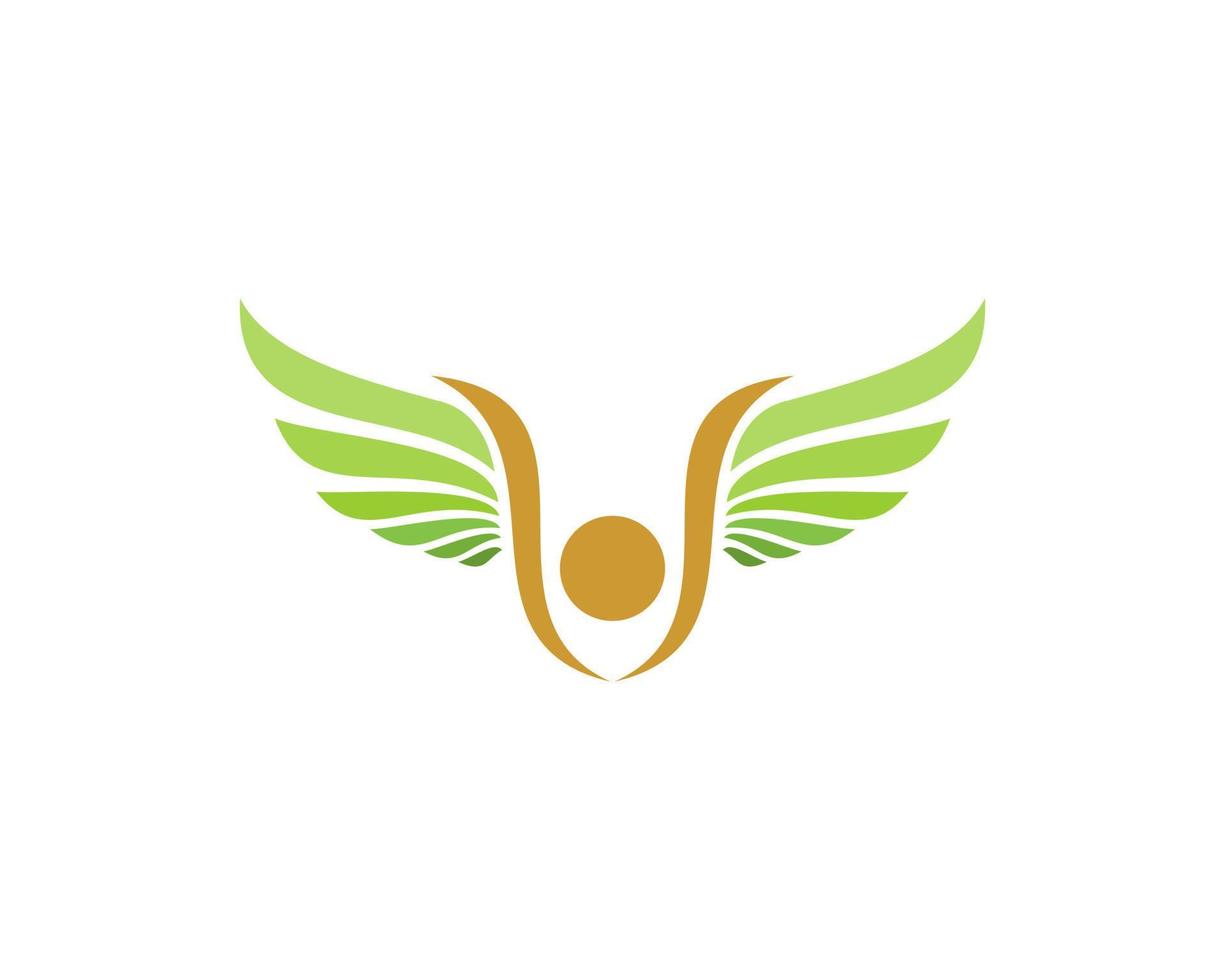 Abstract people with green wings logo vector