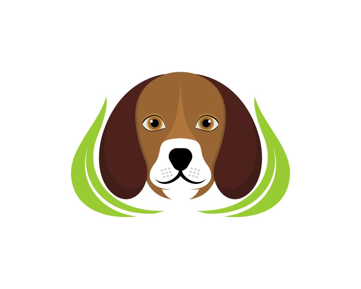 Dog face with green nature leaf vector