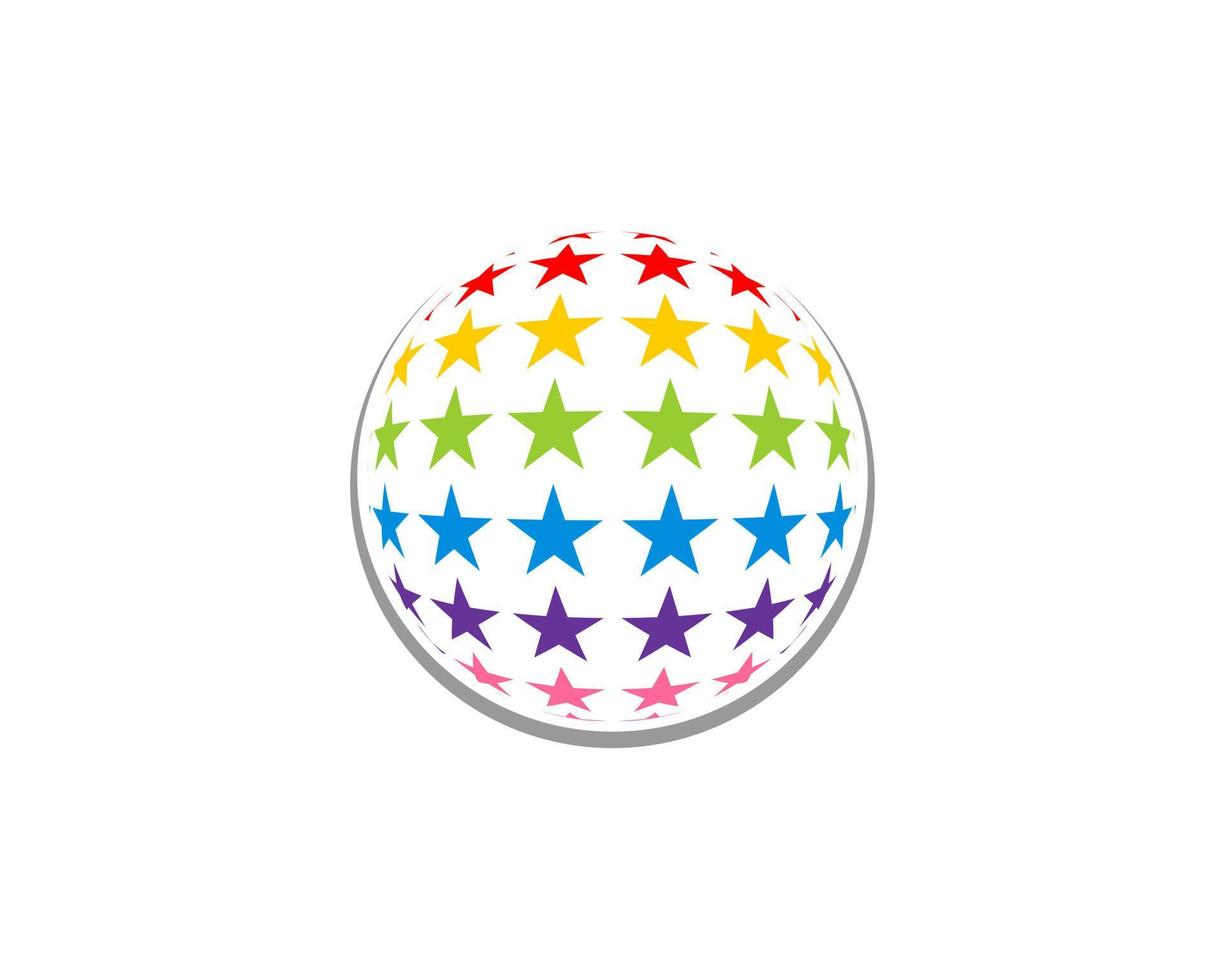 Stars with colorful in fish eye effect logo vector