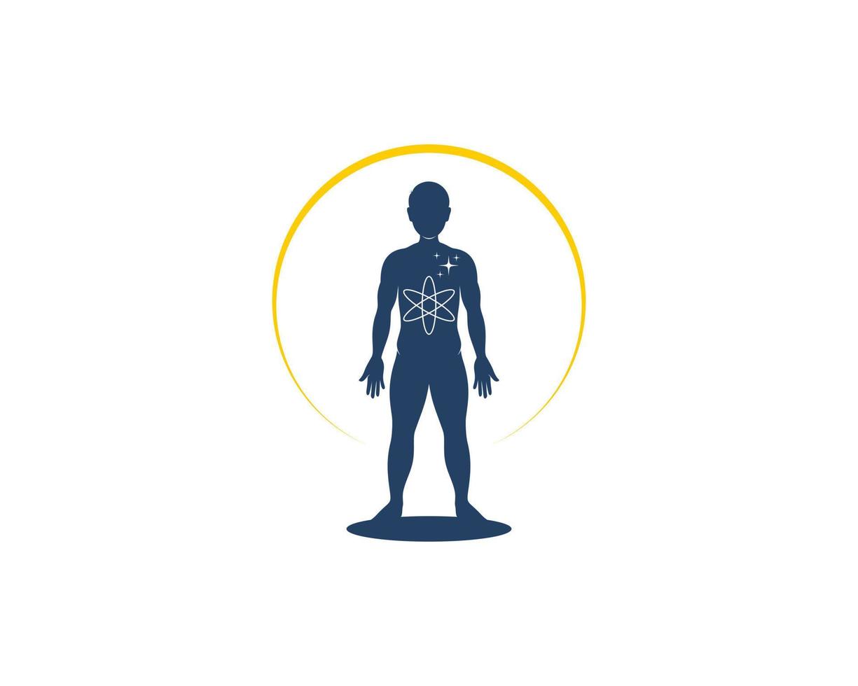 cuerpo humano con símbolo de ciencia dentro vector