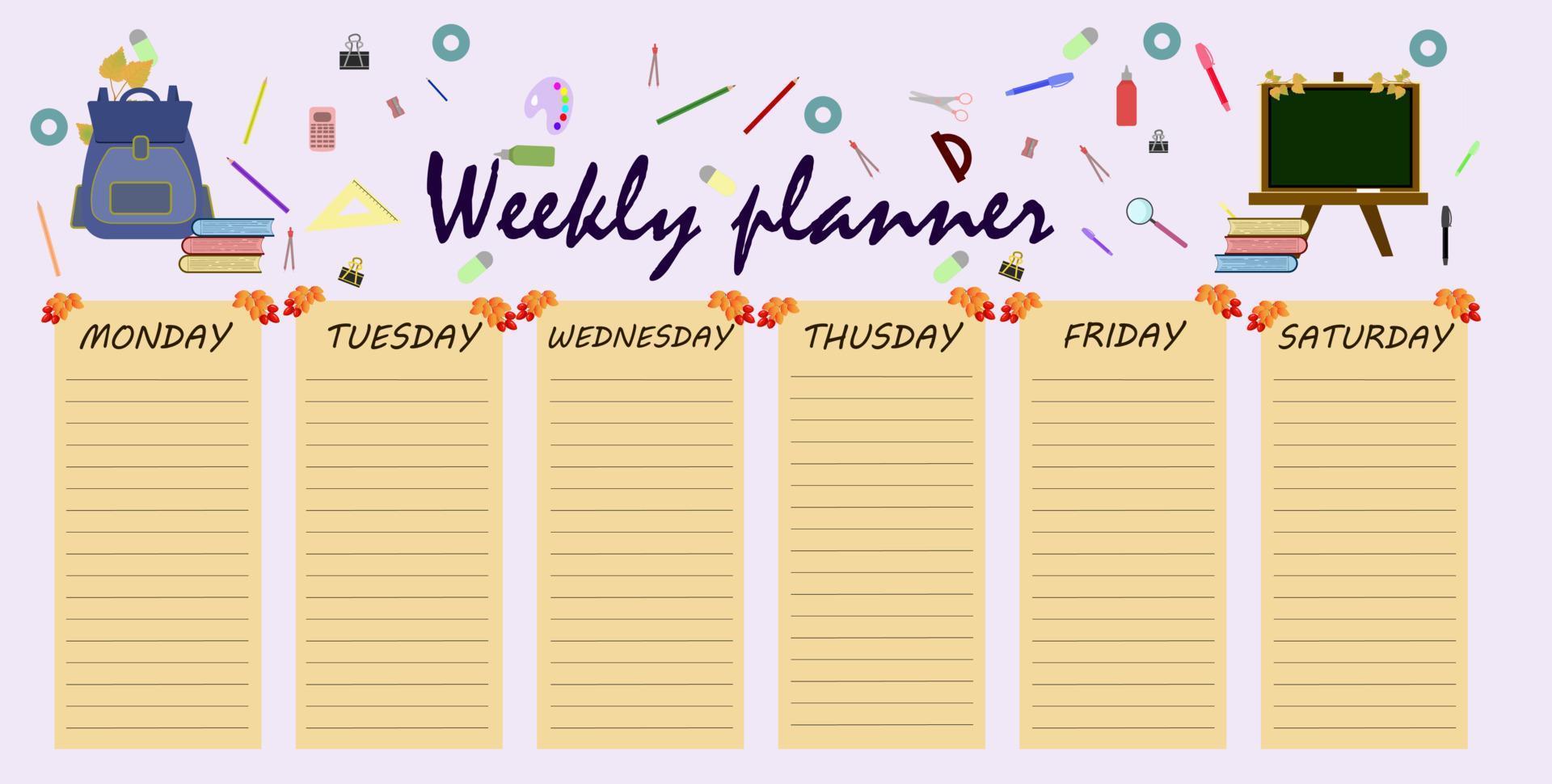daily schedule for pupils and students vector