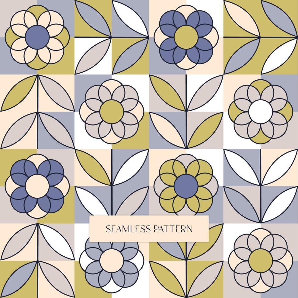 Floral geometric shape art fashion style seamless pattern design. Fabric and card print vector