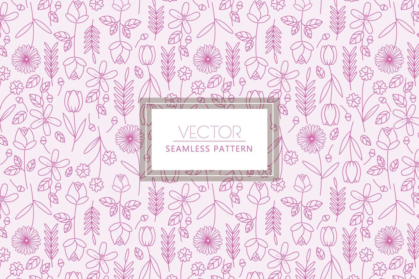 Outlined floral shapes seamless pattern design vector