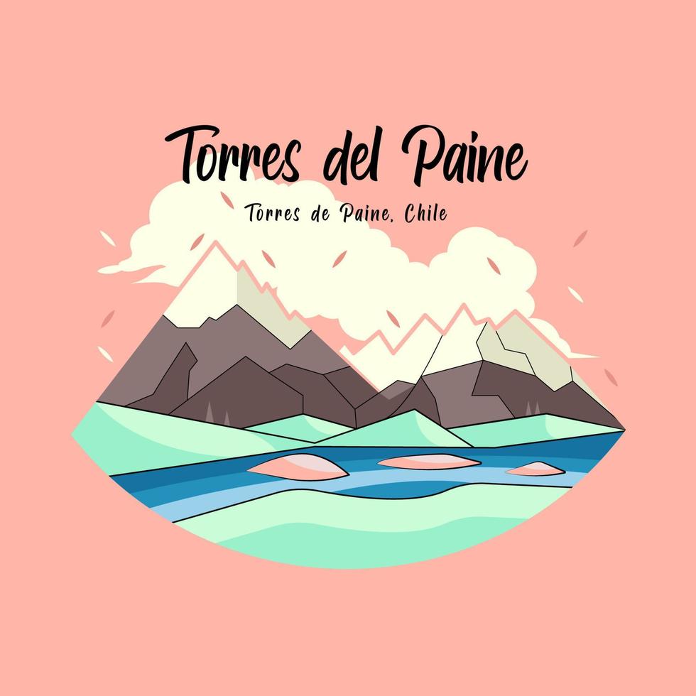 Pastel peach. Torres del Paine vector illustration free download