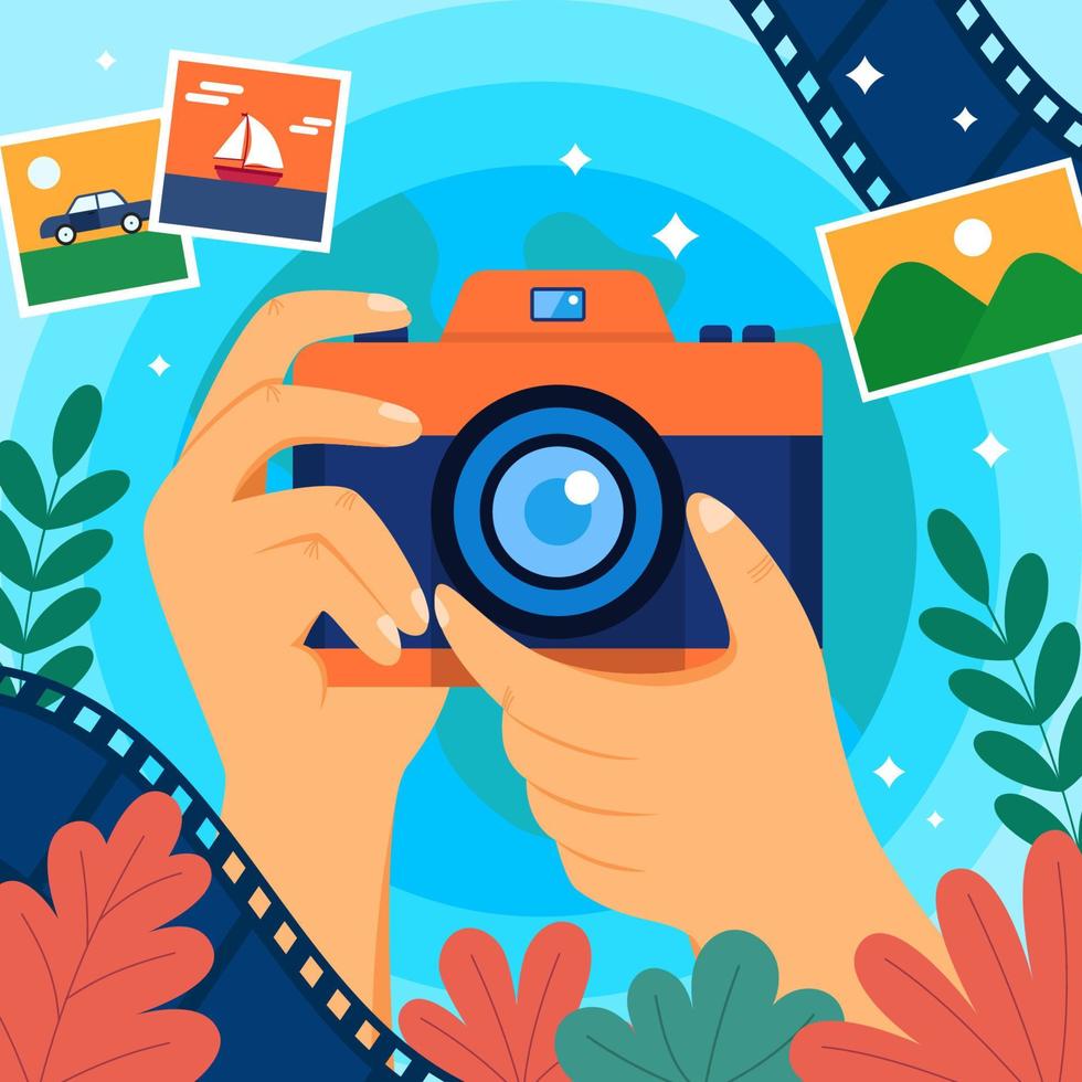 World Photography Day Square Background Design vector