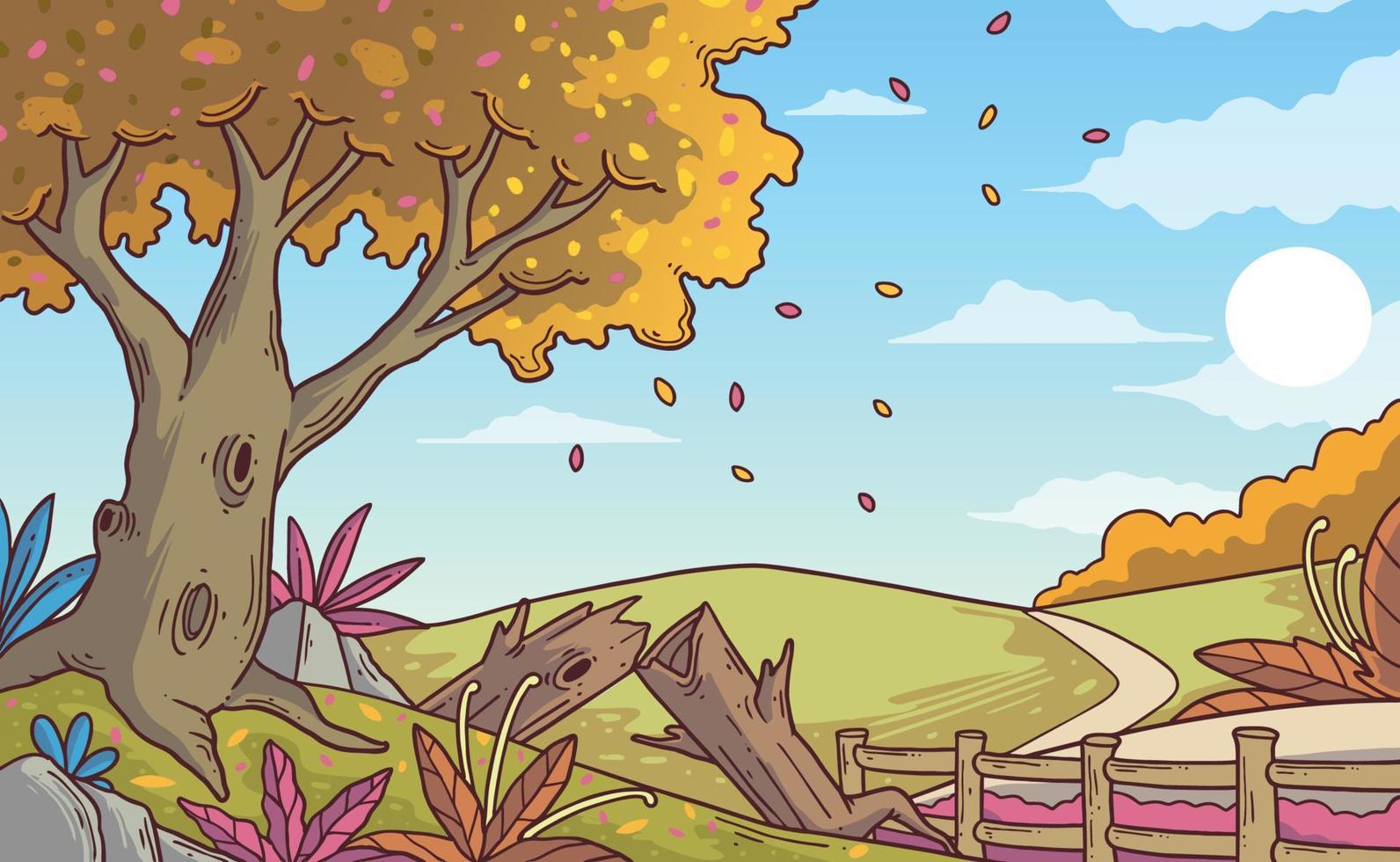 Fallen Leaves Scenery Concept vector