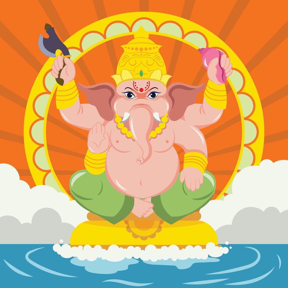 Release of Ganesh Chaturthi Statue In Water vector