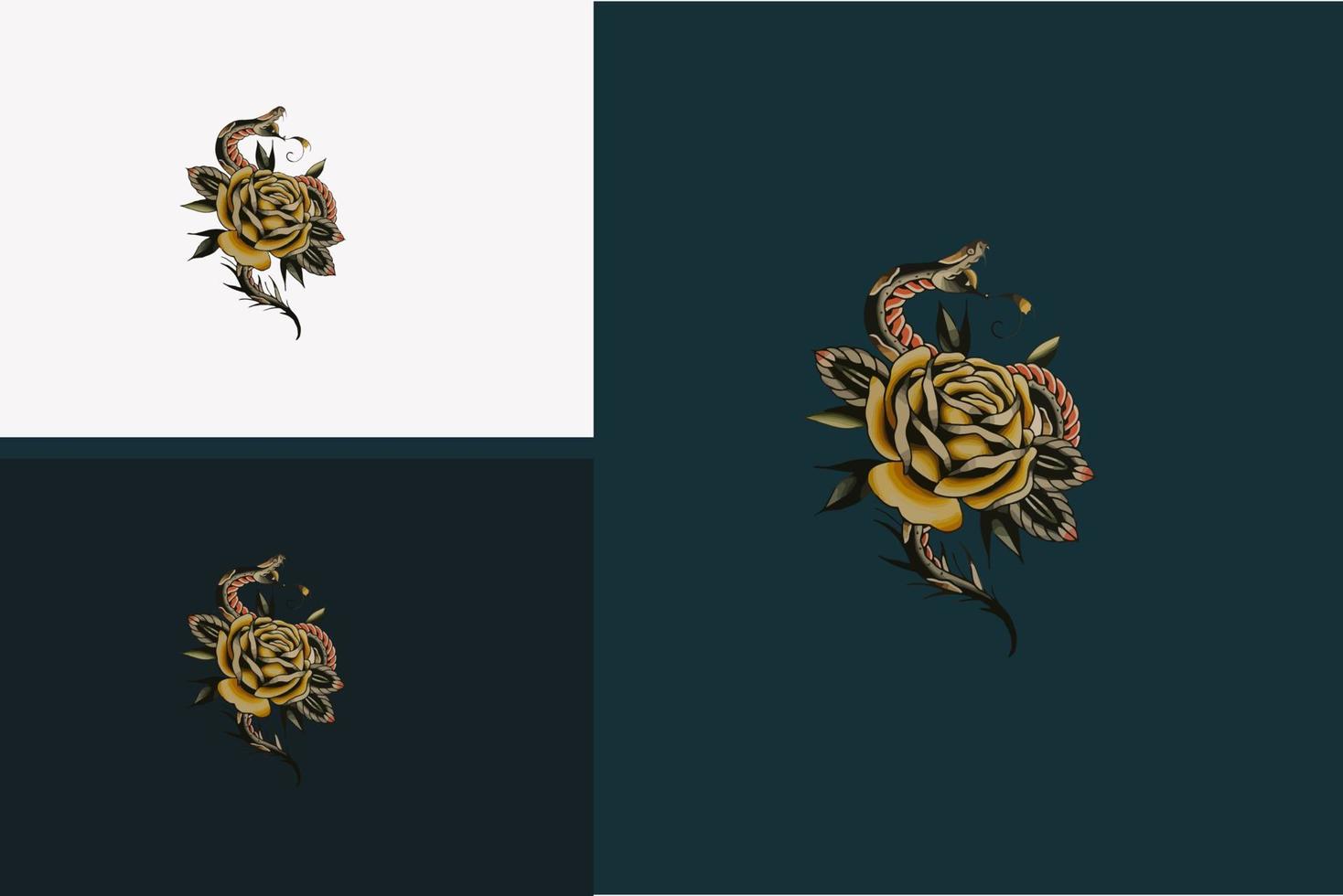flower and snake vector illustration design